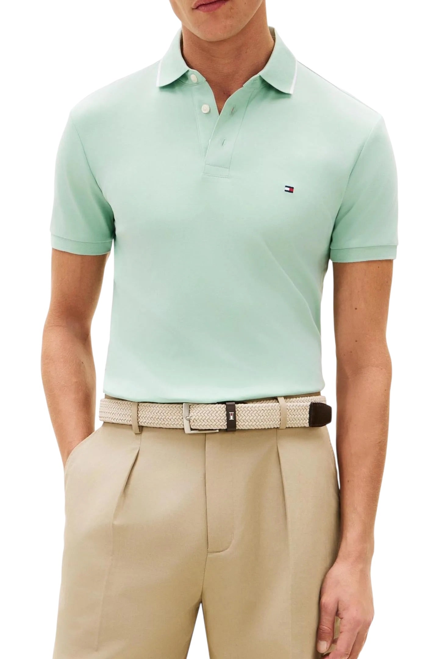 Tommy Hilfiger Mens Liquid Cotton Slim Tipped Polo Shirt