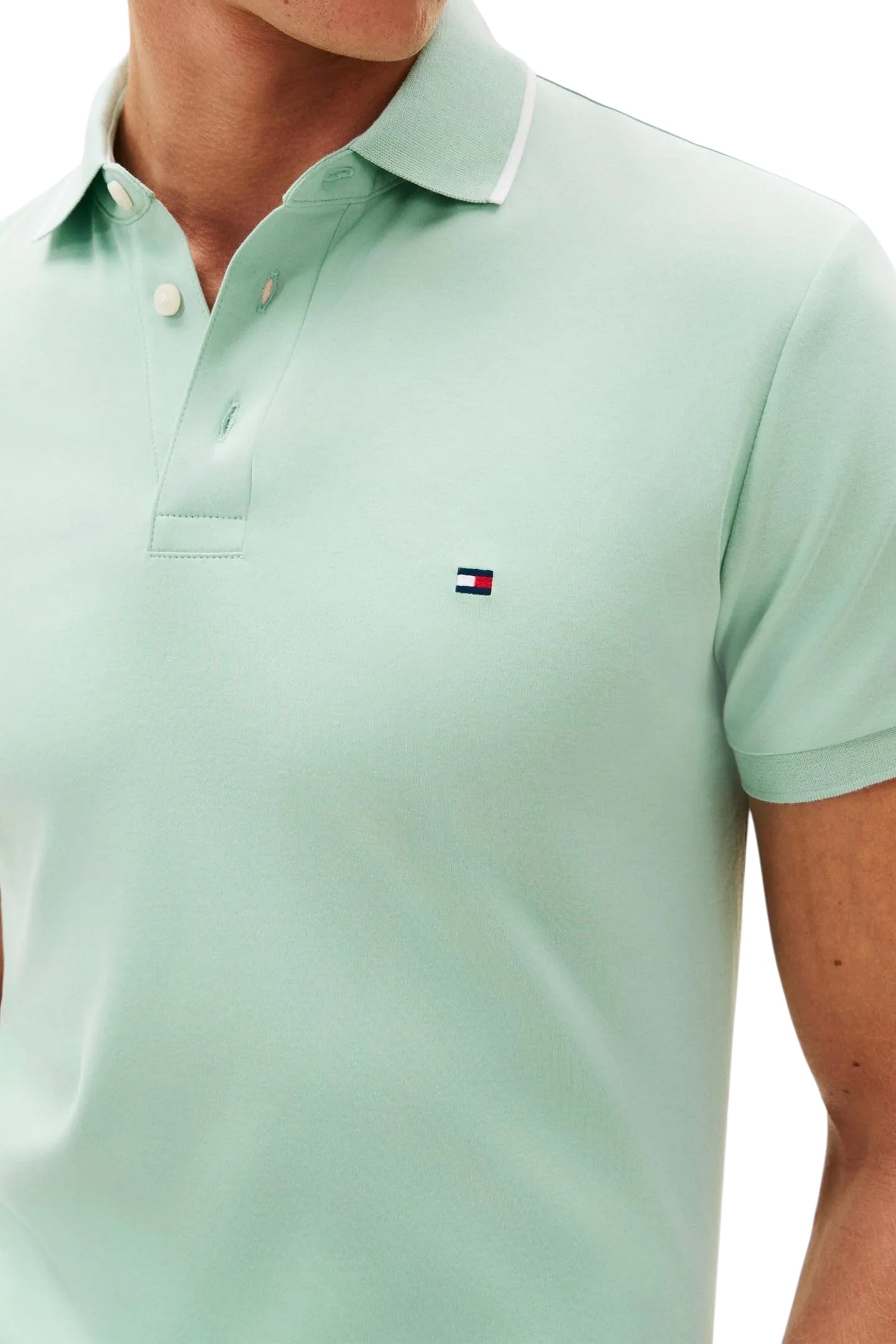 Tommy Hilfiger Mens Liquid Cotton Slim Tipped Polo Shirt