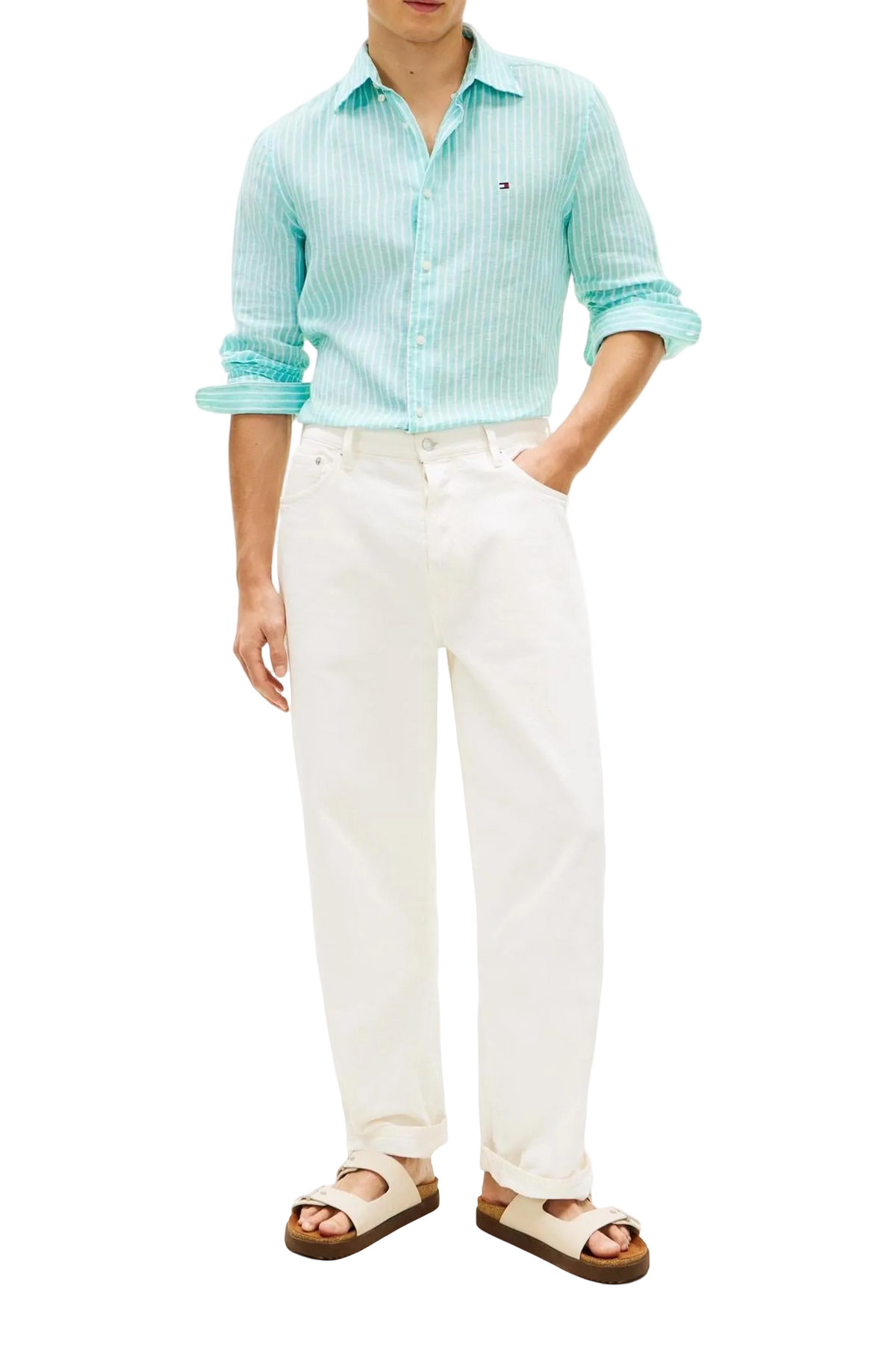 Tommy Hilfiger Regular Fit Bengal Stripe Pure Linen Shirt