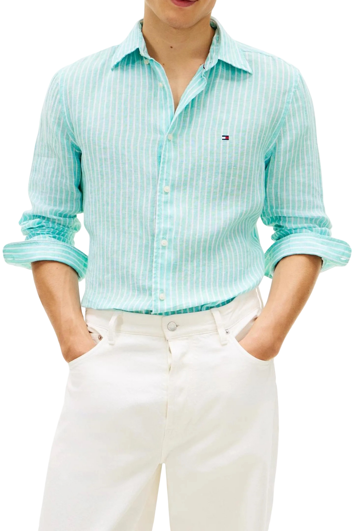 Tommy Hilfiger Regular Fit Bengal Stripe Pure Linen Shirt