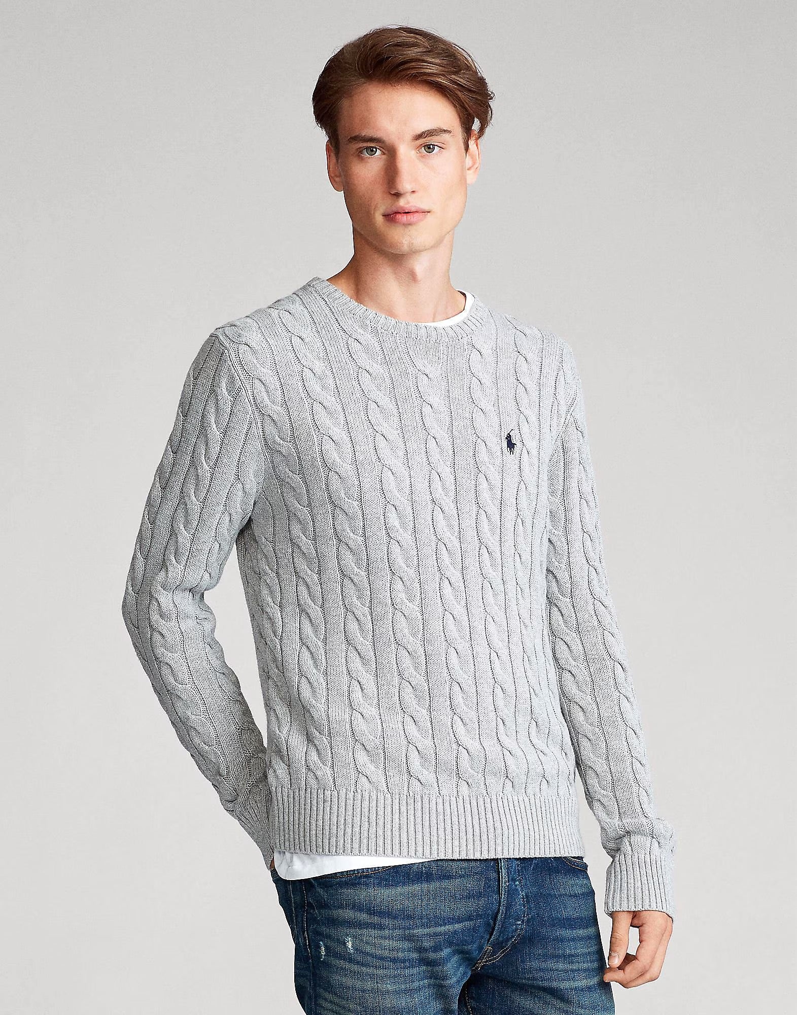 Ralph lauren mens cable knit sweater deals