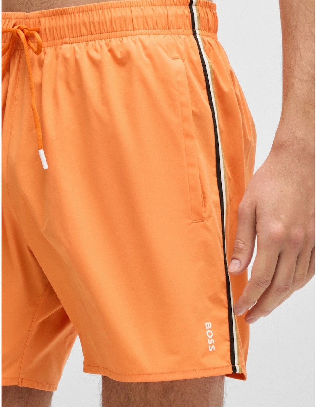 BOSS Iconic Swim Shorts With Signature Stripe And Logo