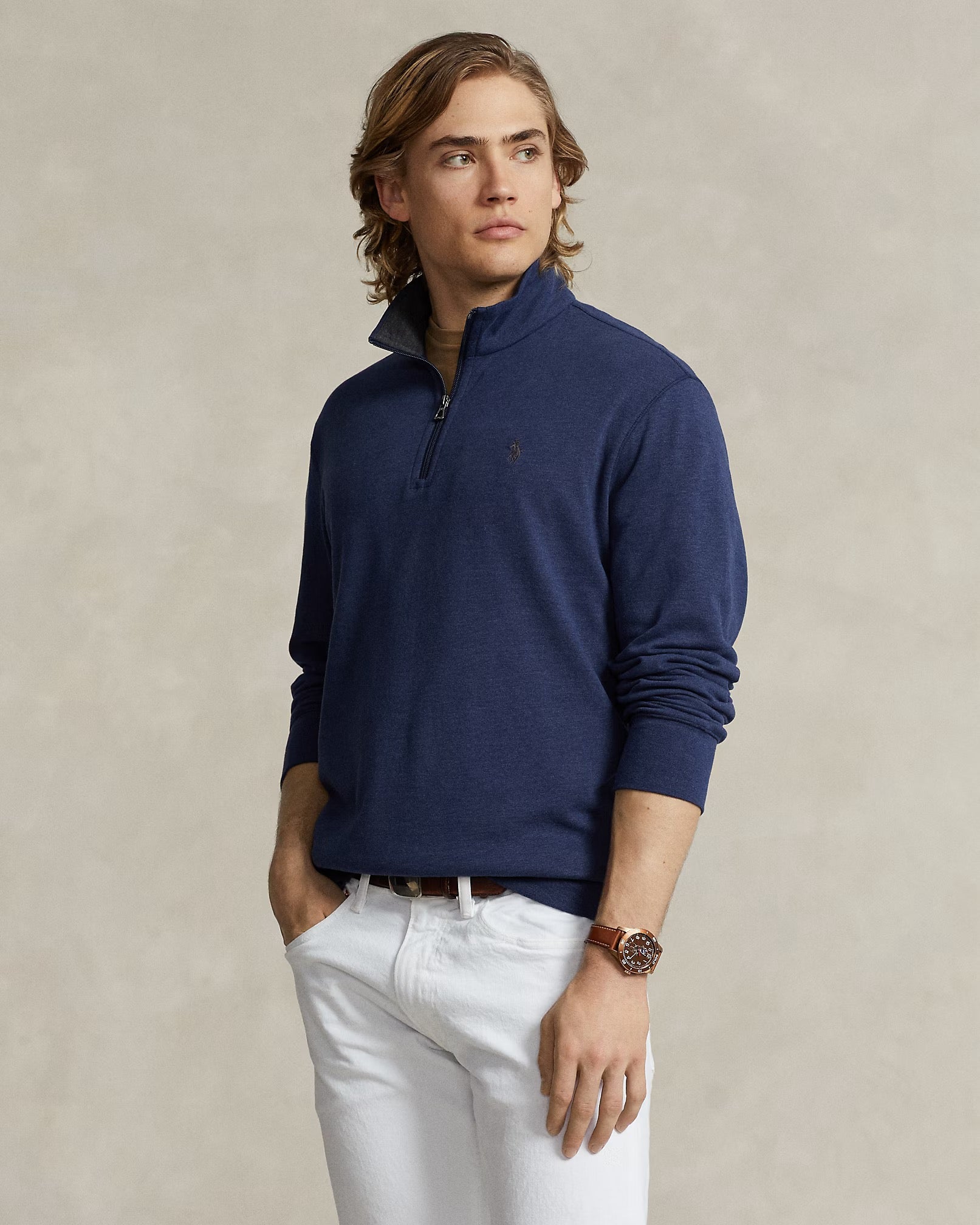 POLO RALPH LAUREN LUXURY JERSEY QUARTER-ZIP PULLOVER