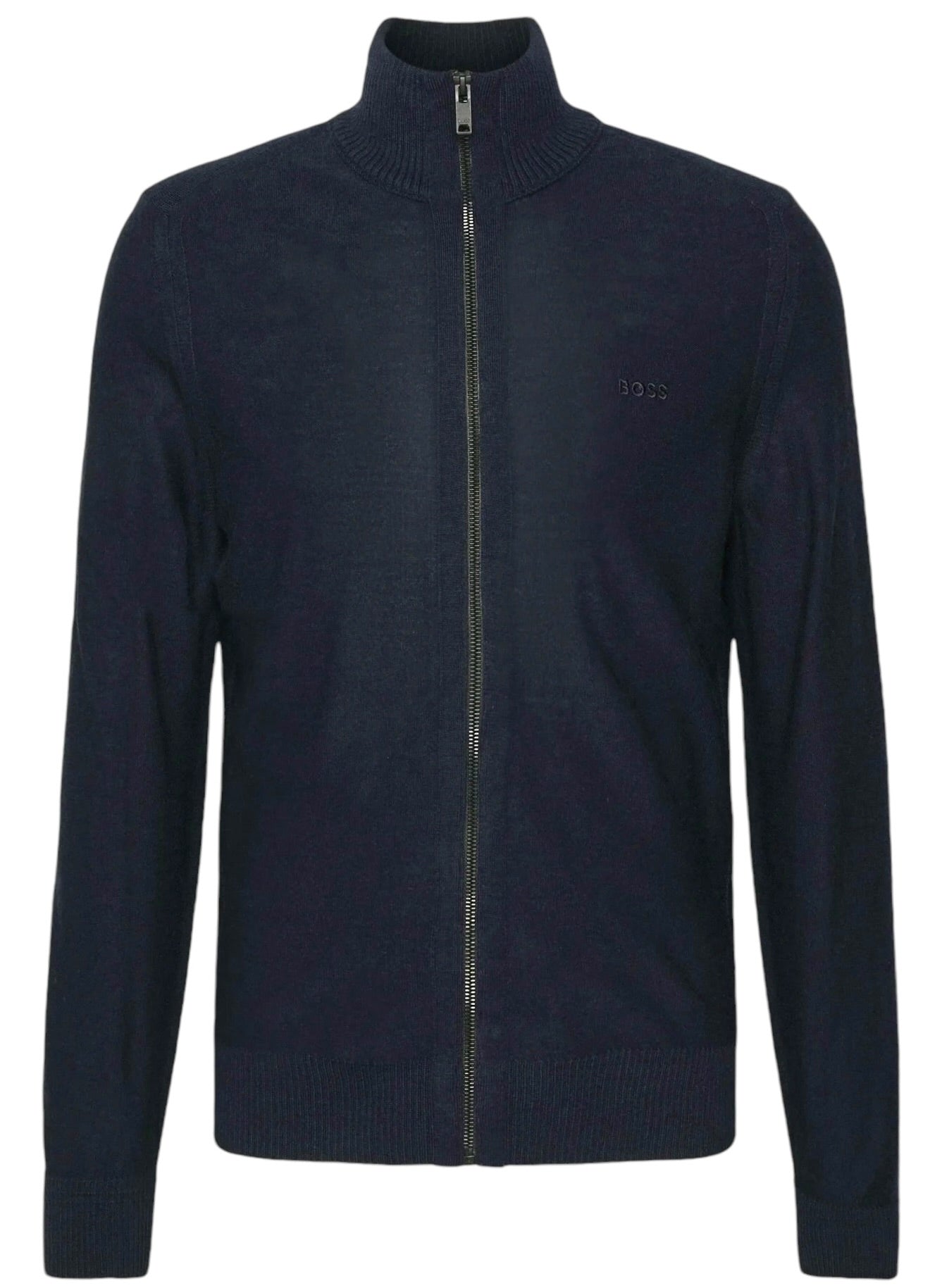 BOSS AVAC C WOOL-BLEND REGULAR-FIT FULL ZIP CARDIGAN WITH EMBROIDERED LOGO