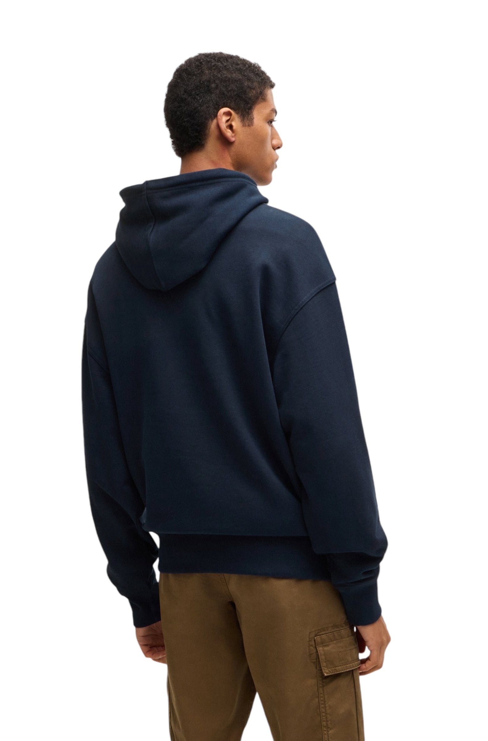 BOSS WESMALL COTTON TERRY HOODIE WITH CONTRAST LOGO