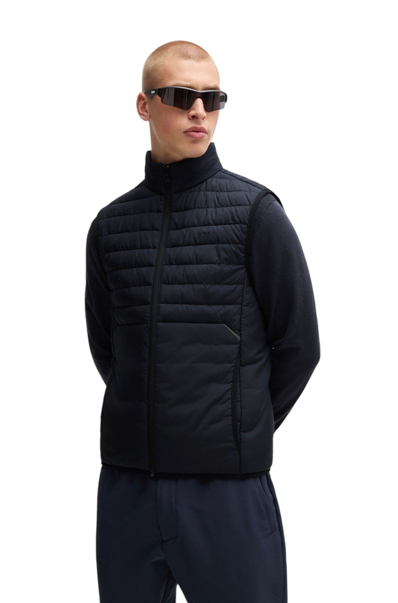 BOSS V_THOR 2 REGULAR FIT ZIPPED GILET IN WATER-REPELLENT FABRIC