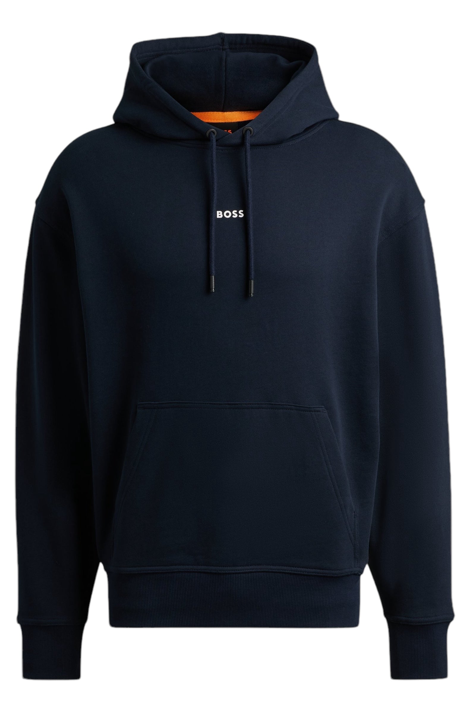 BOSS WESMALL COTTON TERRY HOODIE WITH CONTRAST LOGO