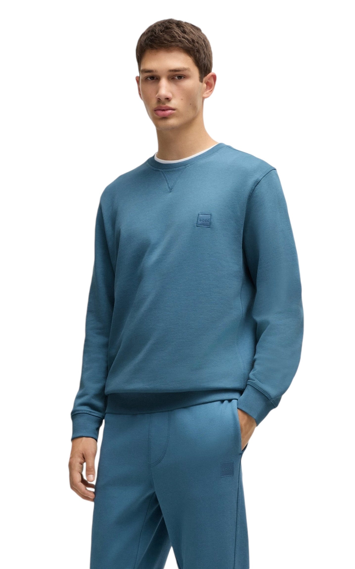 BOSS WESTART COTTON-TERRY RELAXED FIT SWEATSHIRT WITH LOGO PATCH