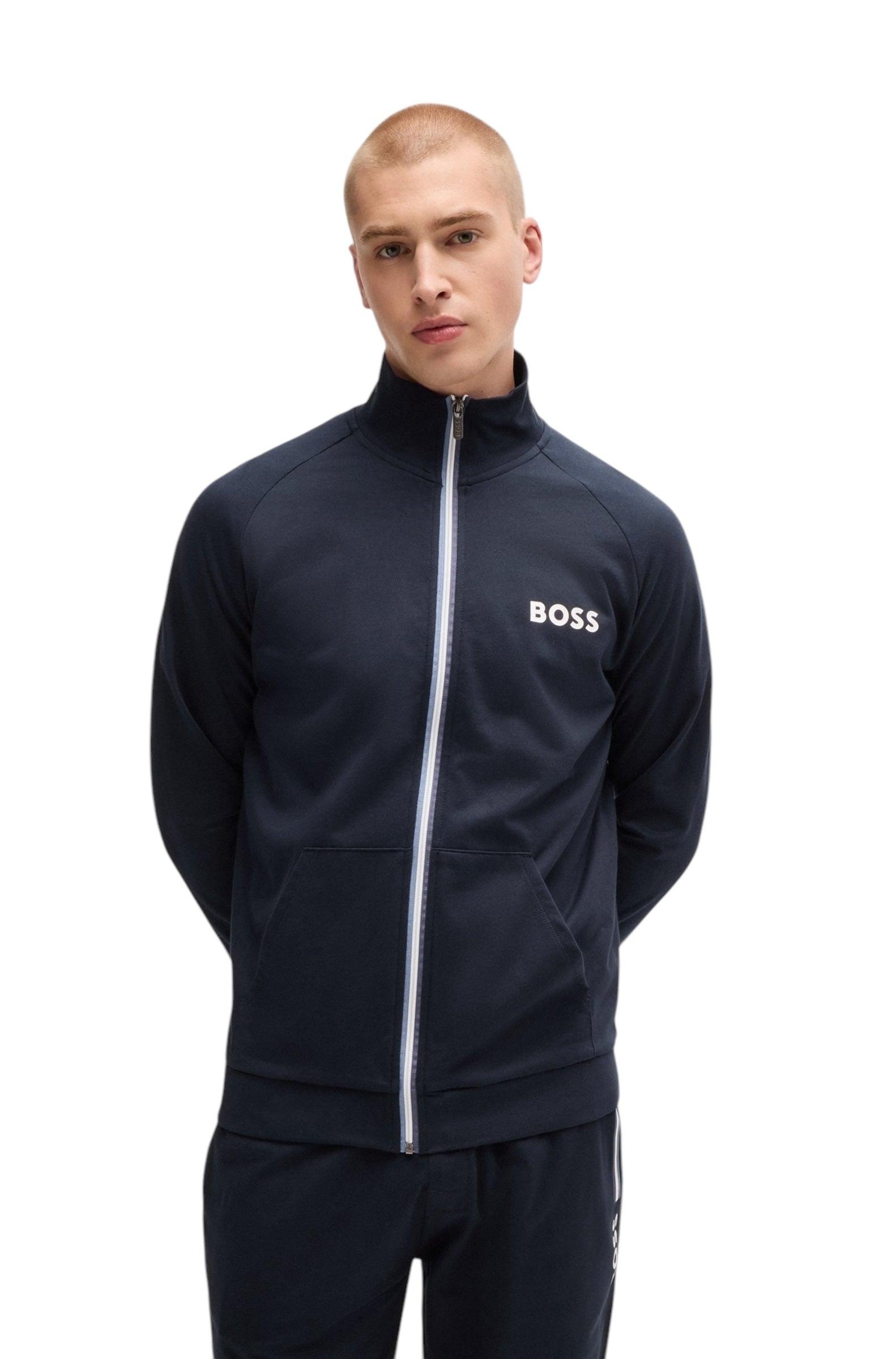 BOSS AUTHENTIC Z ZIP-UP JACKET IN FRENCH TERRY WITH LOGO DETAIL