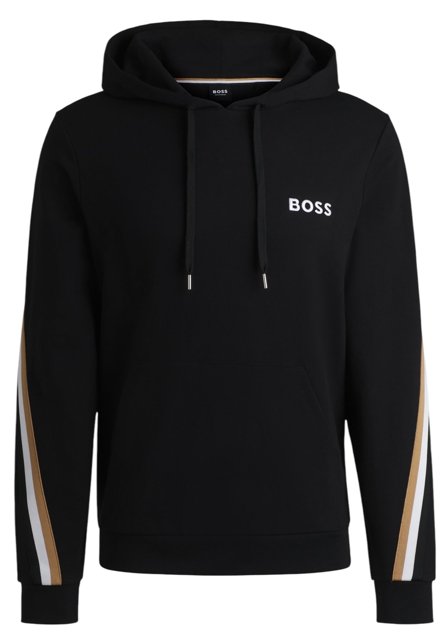 BOSS ICONIC COTTON-TERRY HOODIE WITH SIGNATURE-STRIPE TAPE