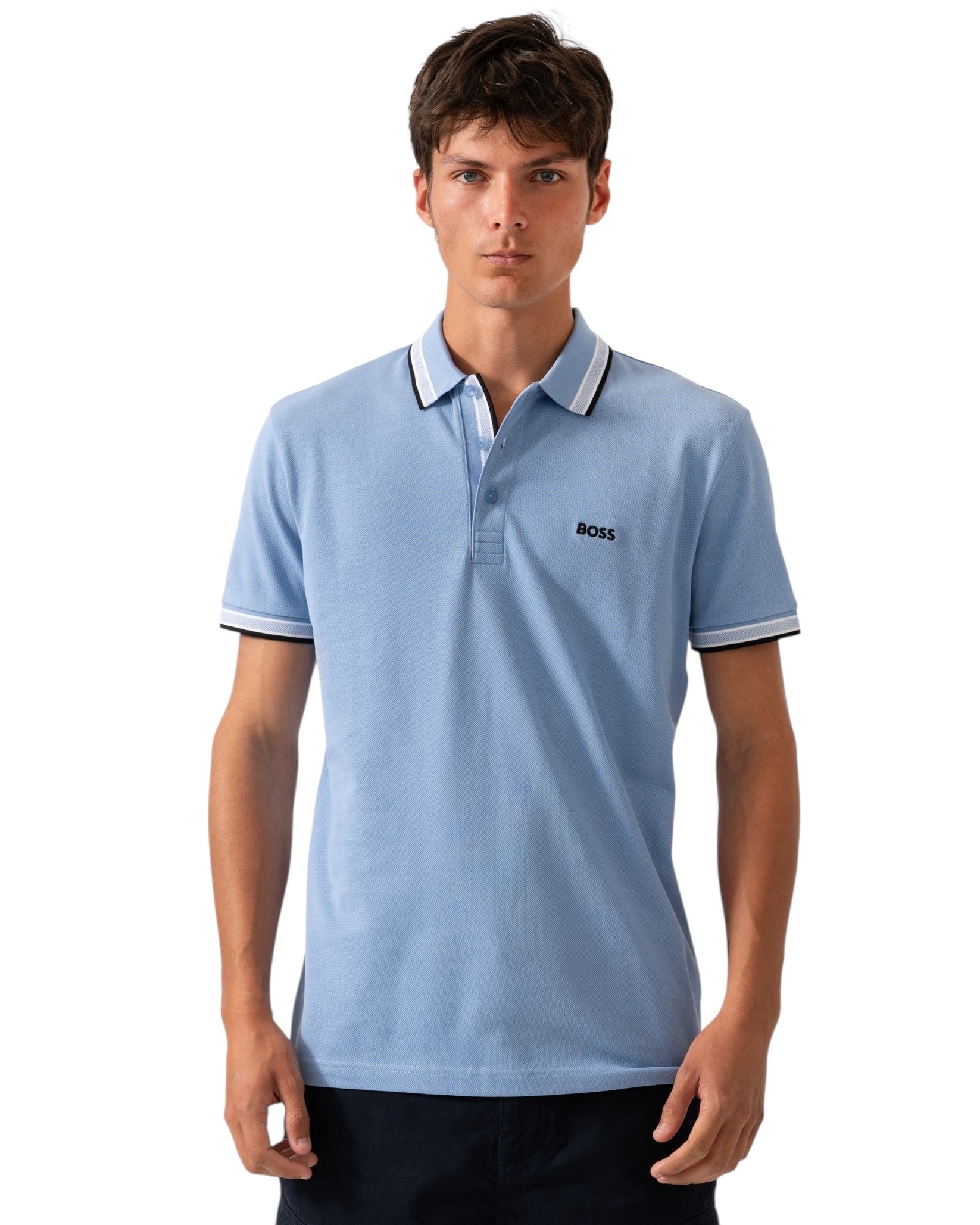 BOSS Paddy Cotton-Piqué Paddy Polo Shirt With Contrast Logo