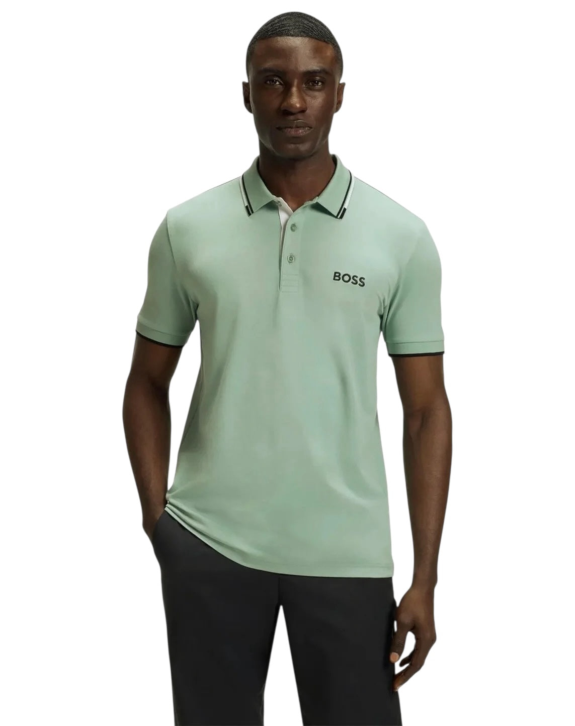 BOSS Paddy Pro Cotton Blend Polo Shirt With Contrast Logos