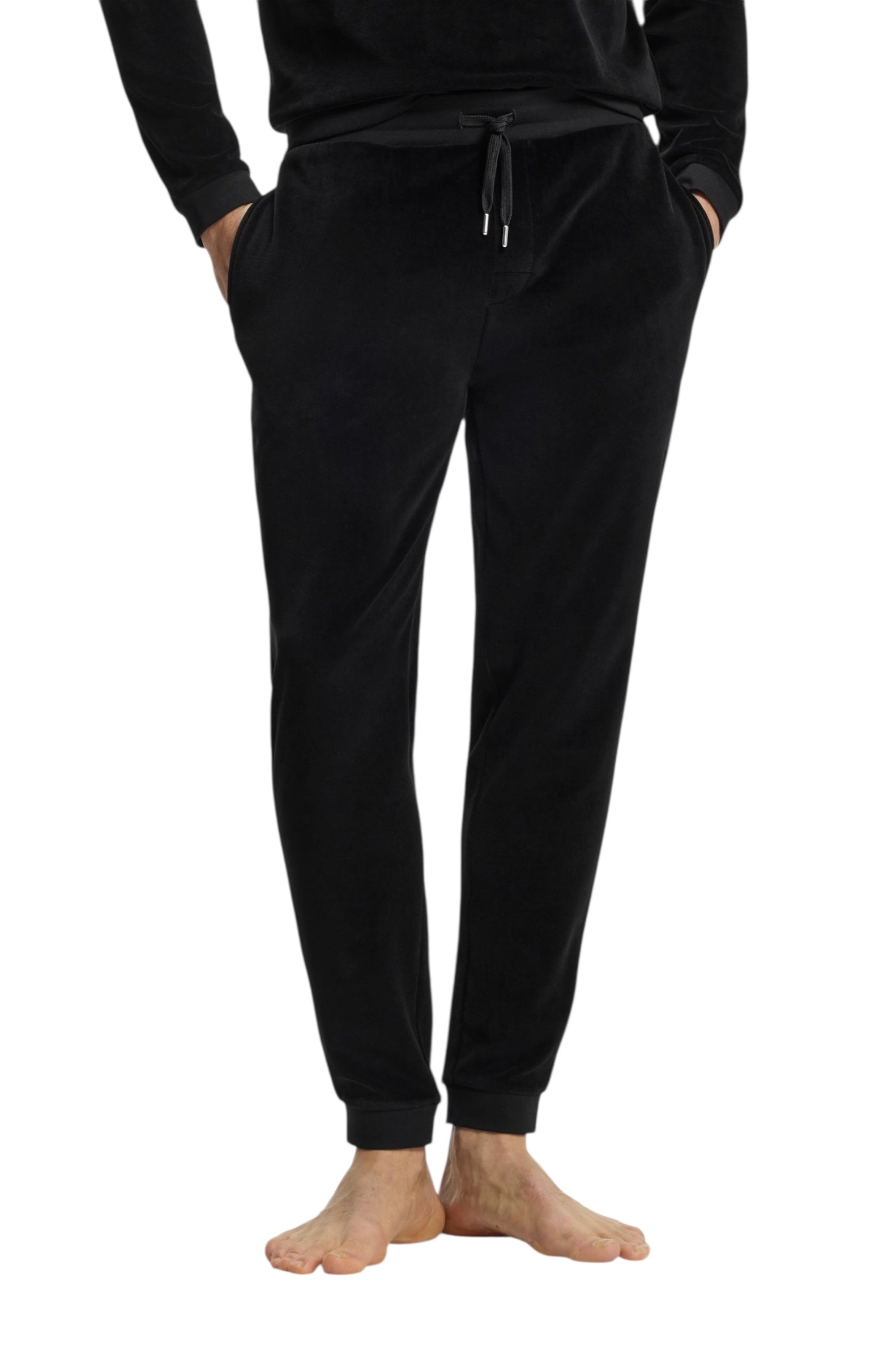 BOSS Velour Cotton-Blend Tracksuit Bottoms With Embroidered Logo