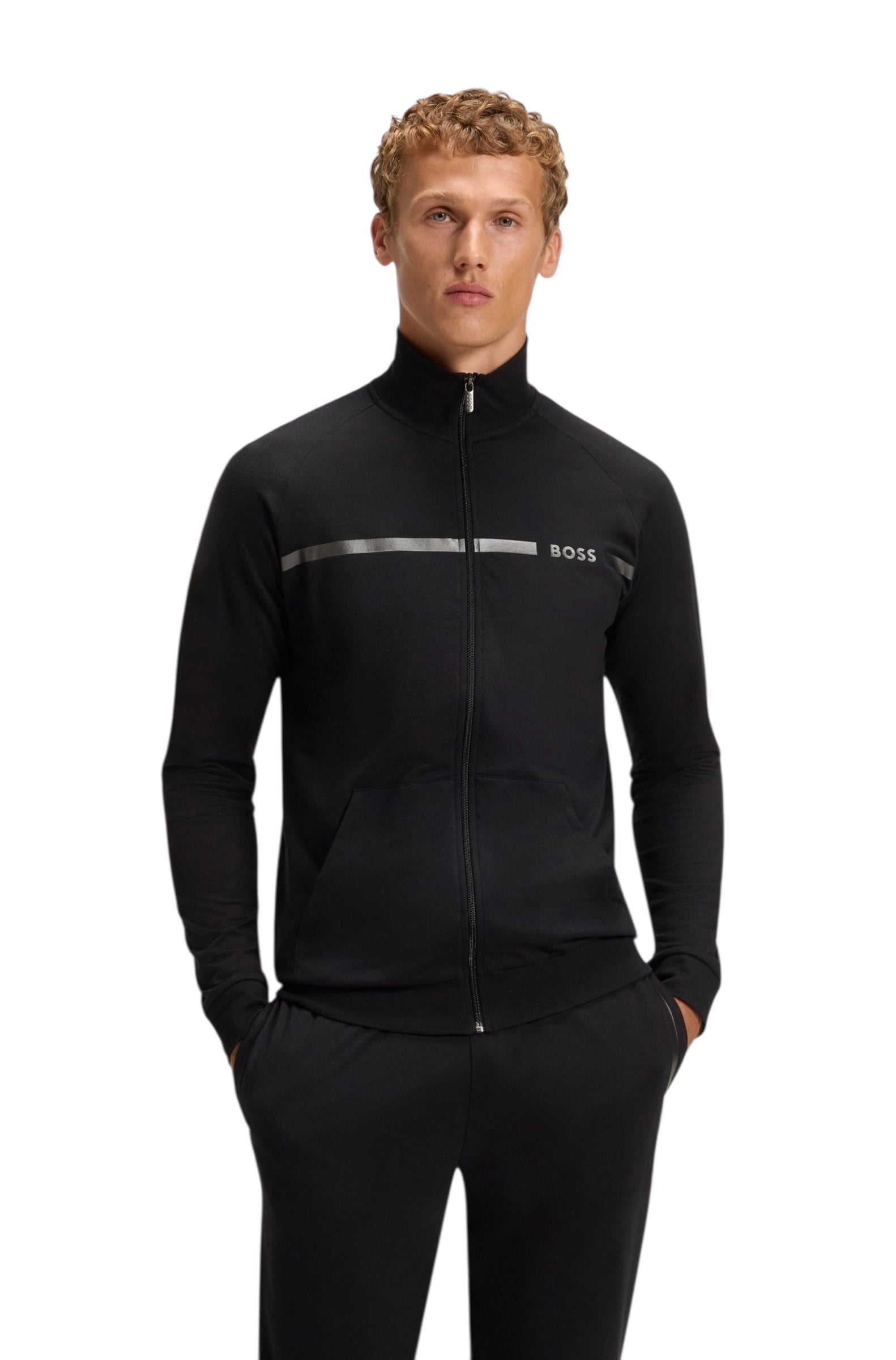 BOSS Authentic Z Cotton-Terry Jacket With Stripe And Logo