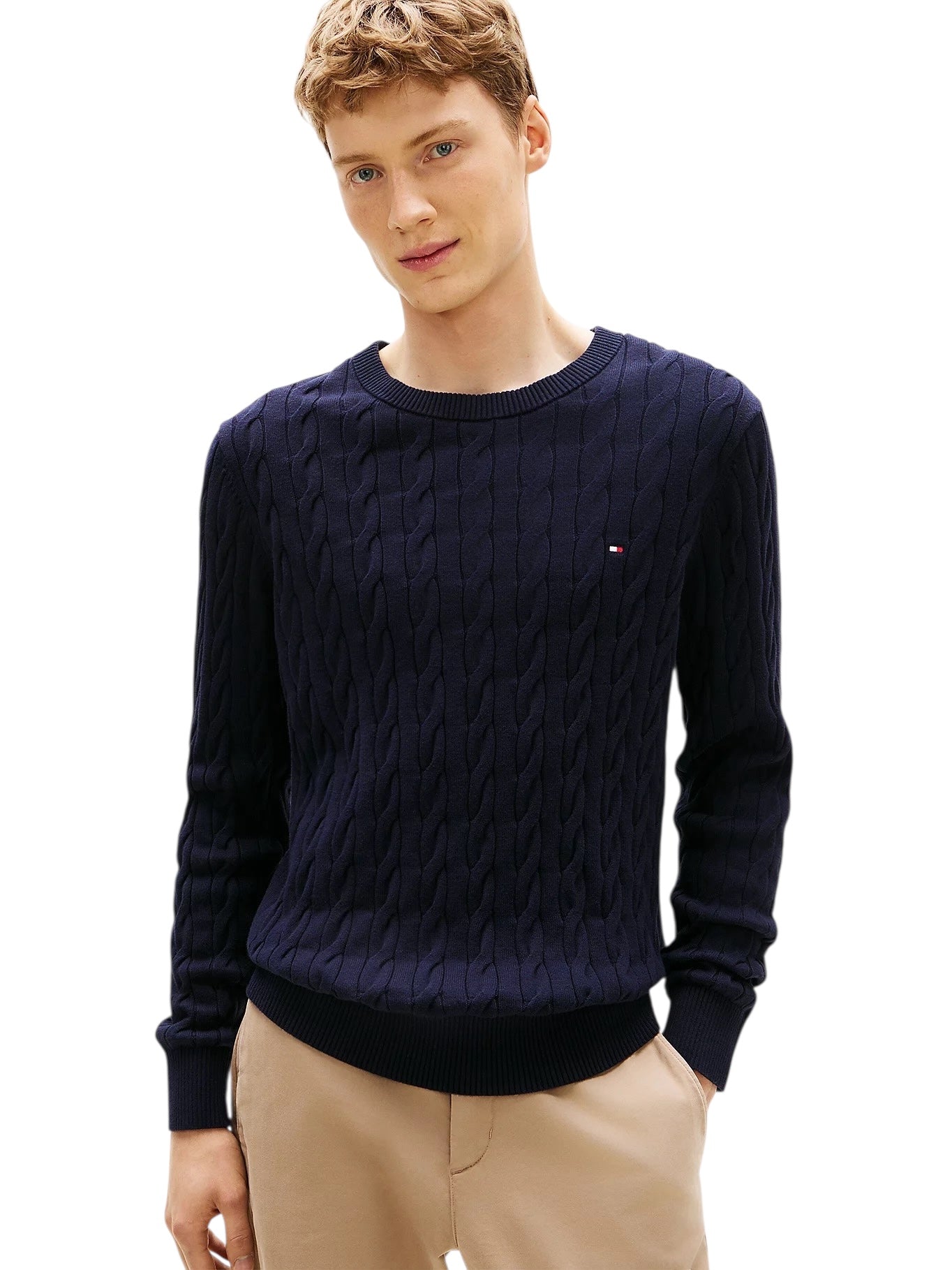 Tommy Hilfiger Flag Embroidery Cable Knit Jumper