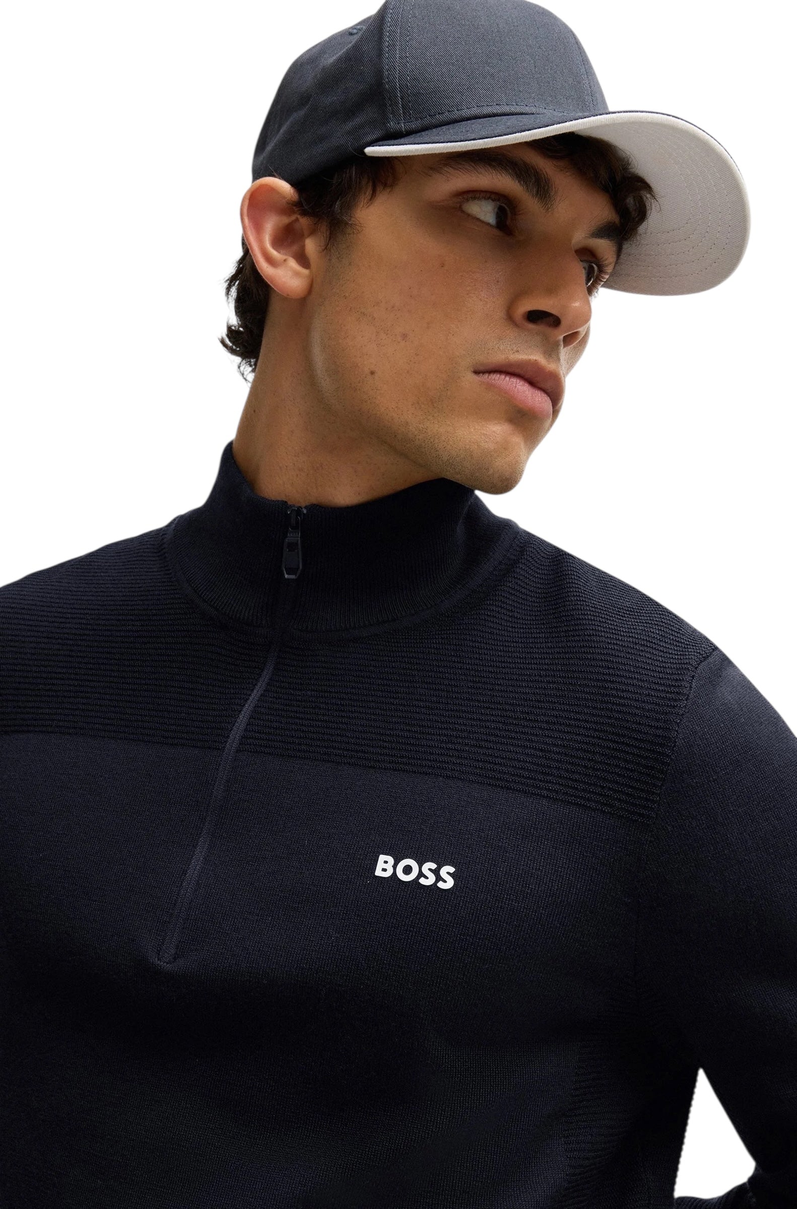 BOSS Momentum-X QZ Branded 1/4 Zip Sweater In Dry-Flex Fabric