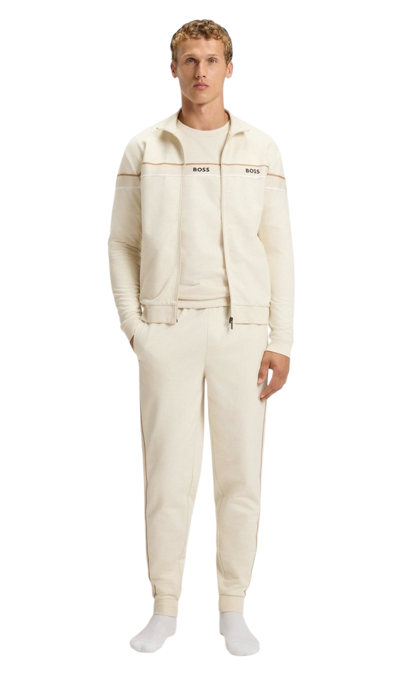 BOSS Iconic Cotton-Terry Sweatshirt With Signature Stripe