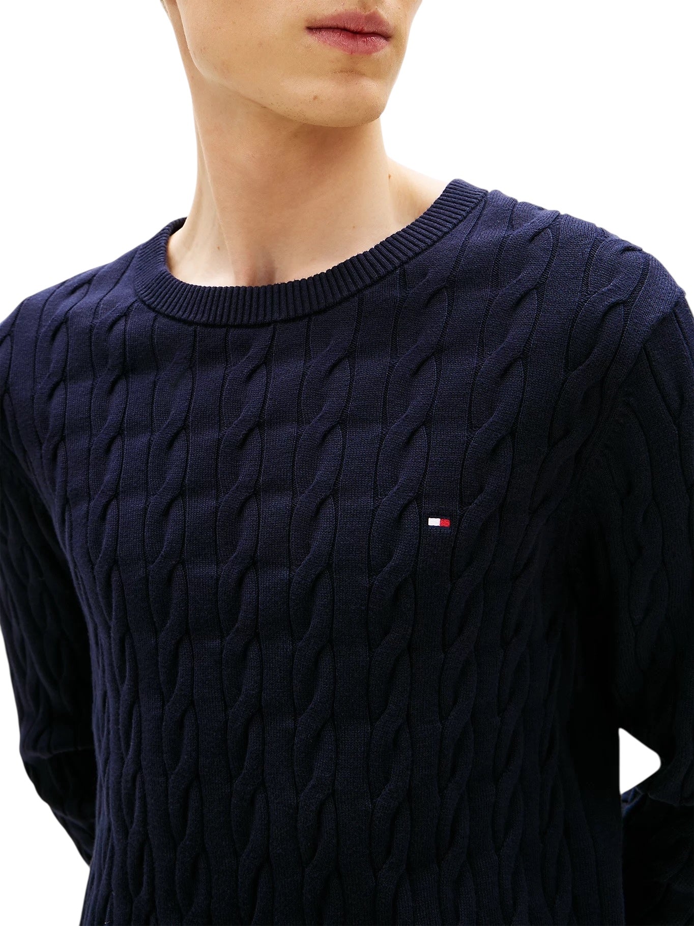 Tommy Hilfiger Flag Embroidery Cable Knit Jumper