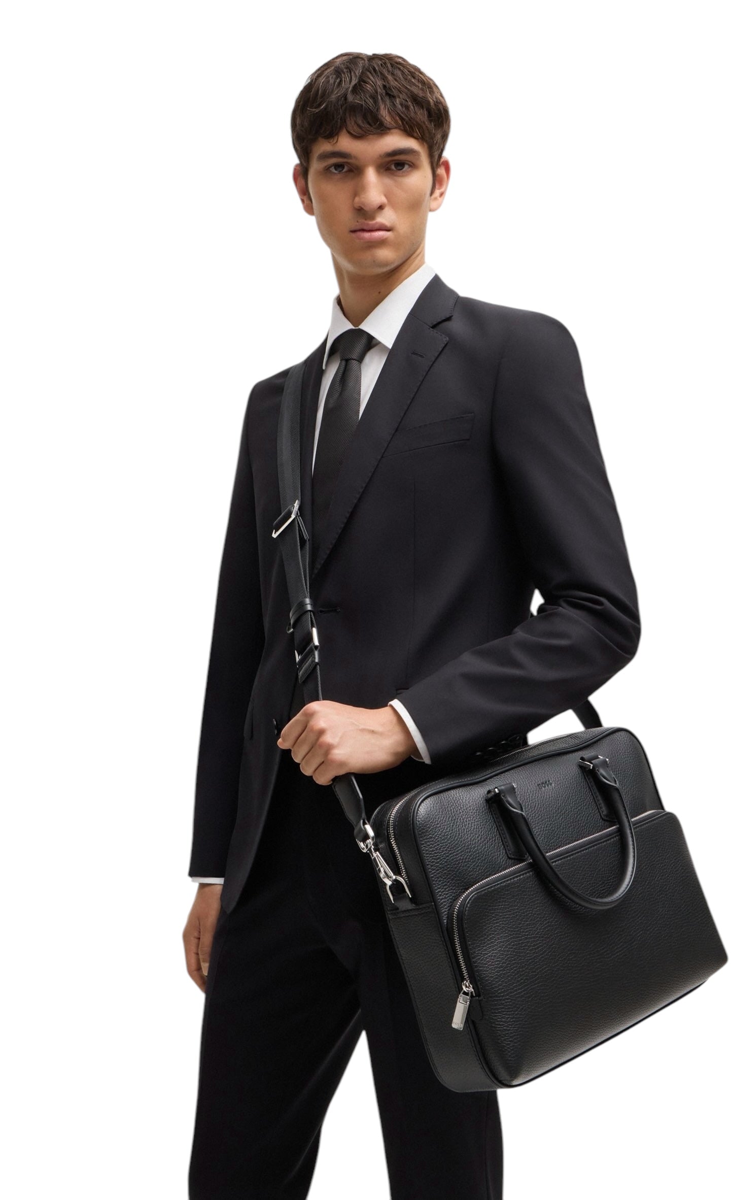 BOSS DOCUMENT CASE IN ITALIAN LEATHER WITH EMBOSSED LOGO