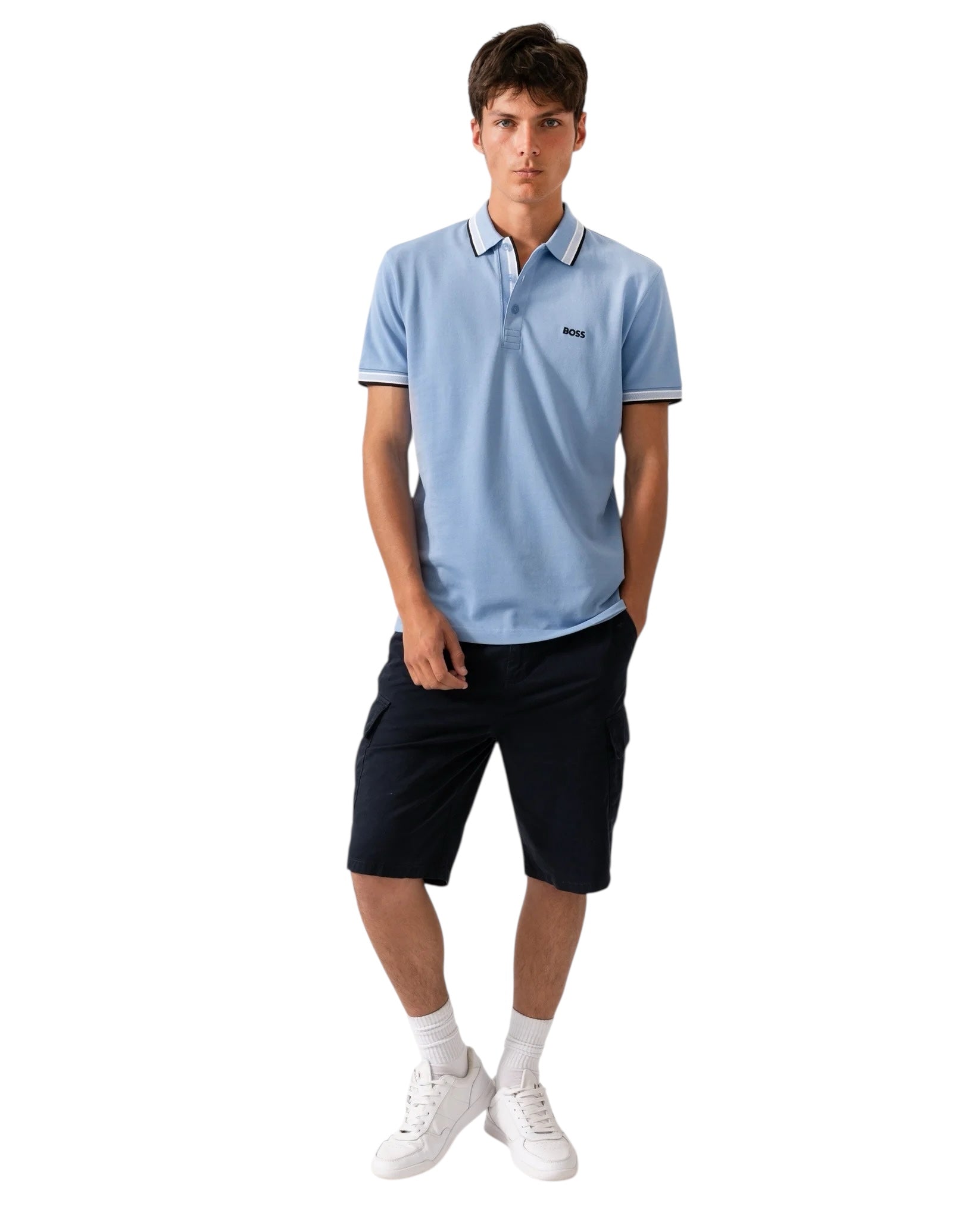 BOSS Paddy Cotton-Piqué Paddy Polo Shirt With Contrast Logo
