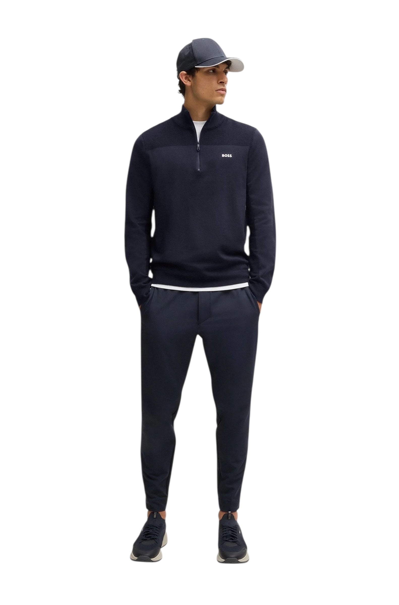 BOSS Momentum-X QZ Branded 1/4 Zip Sweater In Dry-Flex Fabric