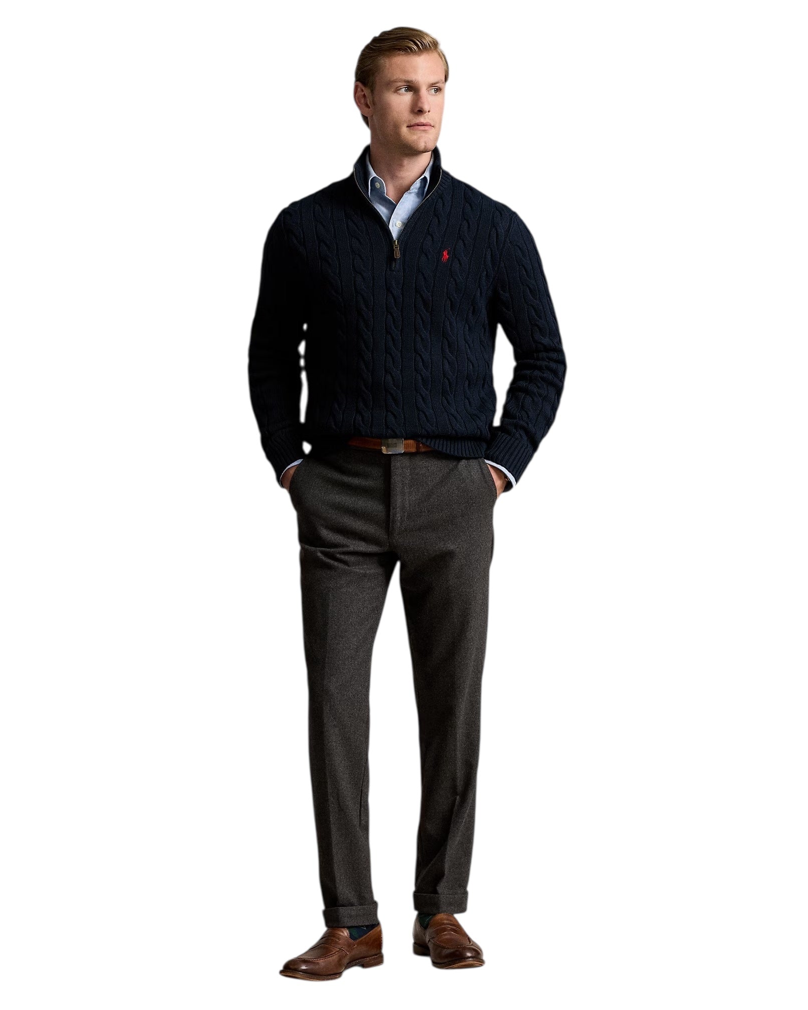 Polo Ralph Lauren Cable Knit Cotton Quarter-Zip Jumper
