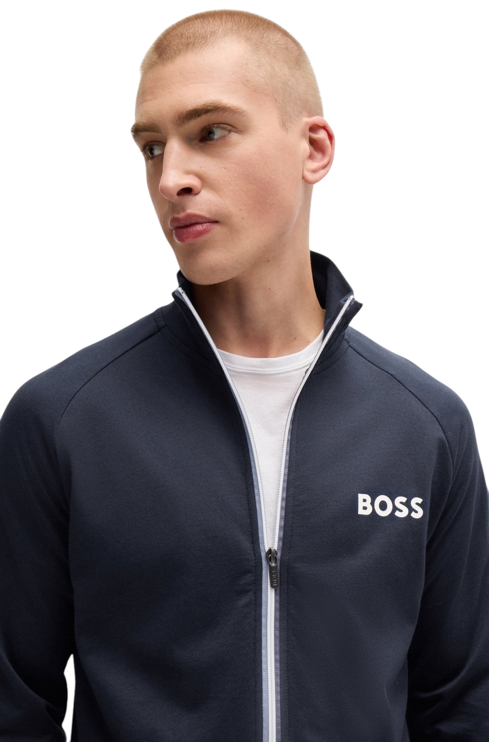 BOSS AUTHENTIC Z ZIP-UP JACKET IN FRENCH TERRY WITH LOGO DETAIL