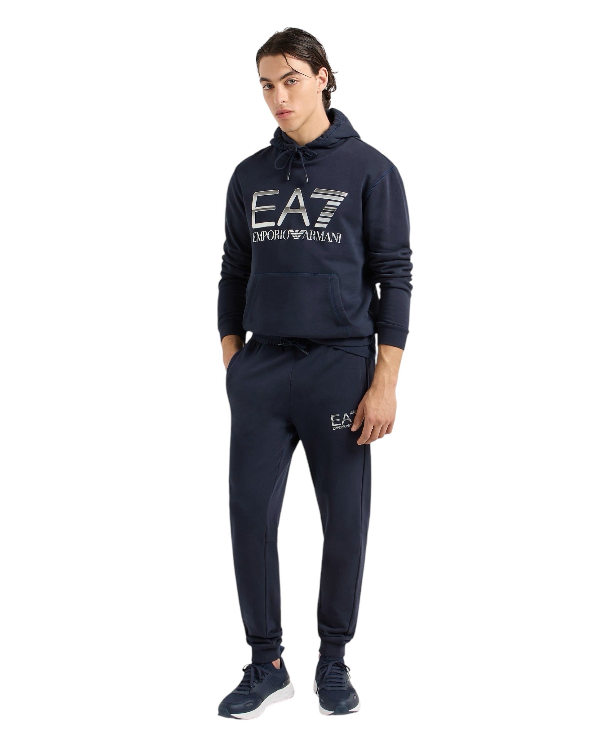 EA7 Emporio Armani Logo Series Hooded Cotton Sweatshirt