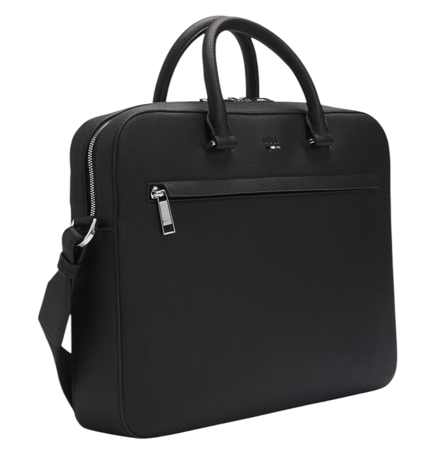 BOSS Ray S Document Case In Grained Faux Leather With Signature Trims