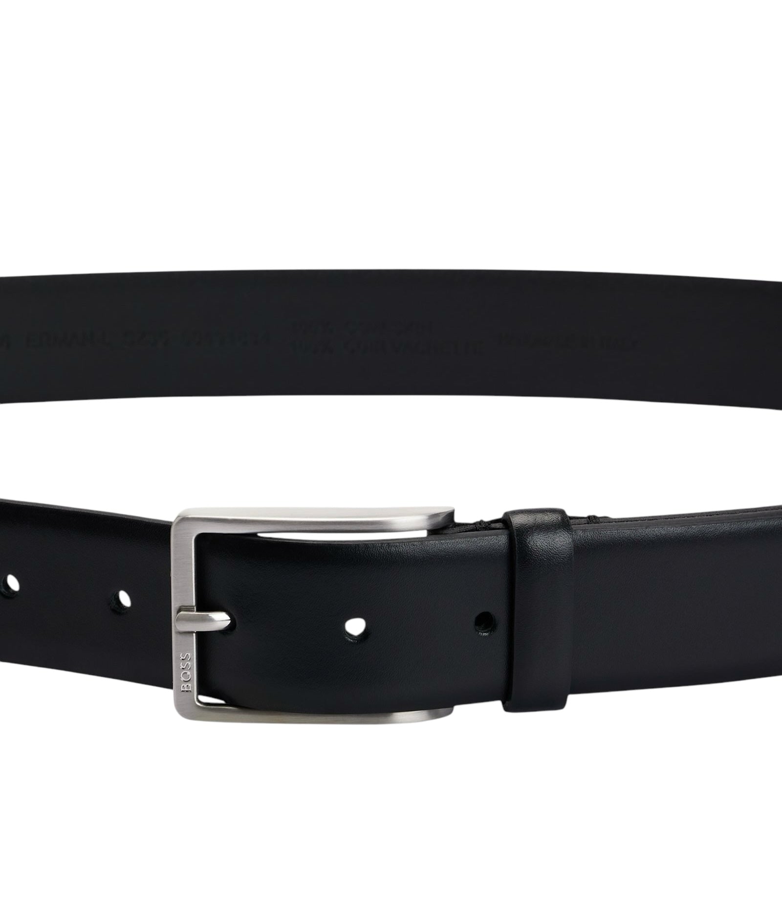 BOSS Erman L_Sz35 Italian-Made Leather Belt With Engraved-Logo Buckle