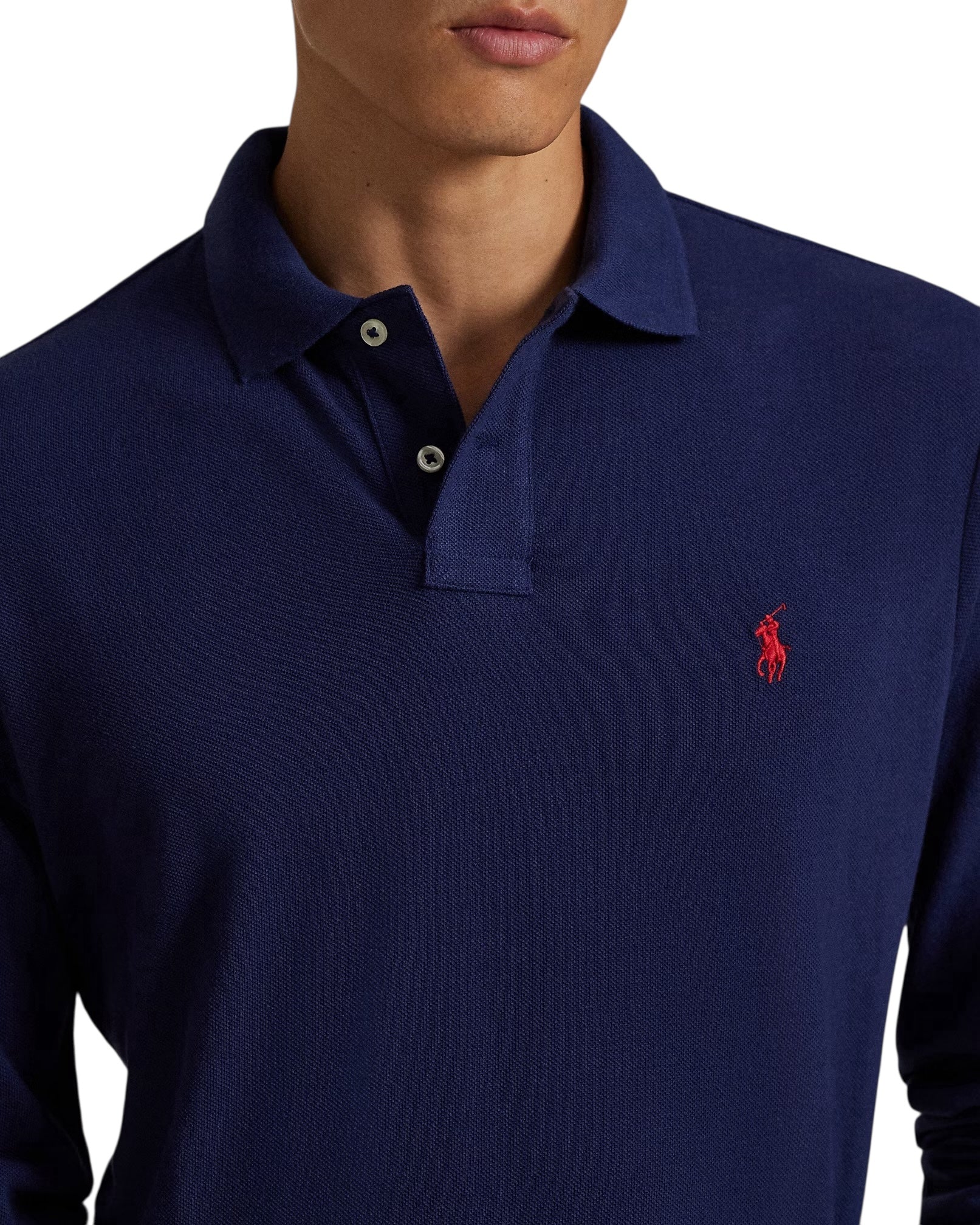 Polo Ralph Lauren Custom Slim Fit Long Sleeve Mesh Polo Shirt
