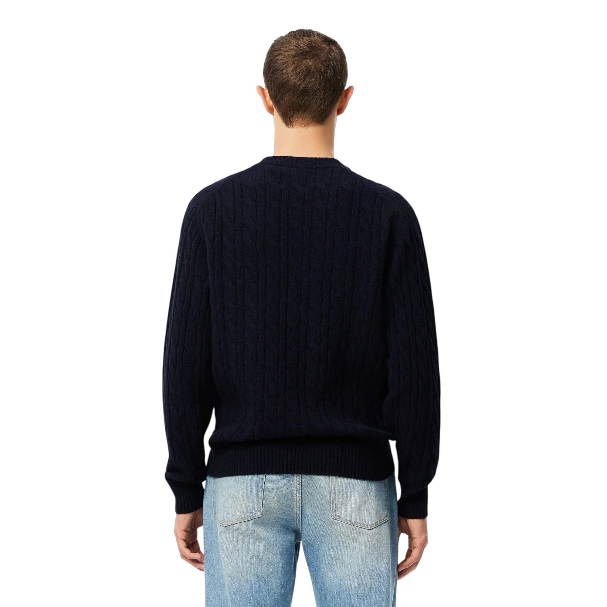 Lacoste Pure Wool Cable Knit Crew Neck Jumper