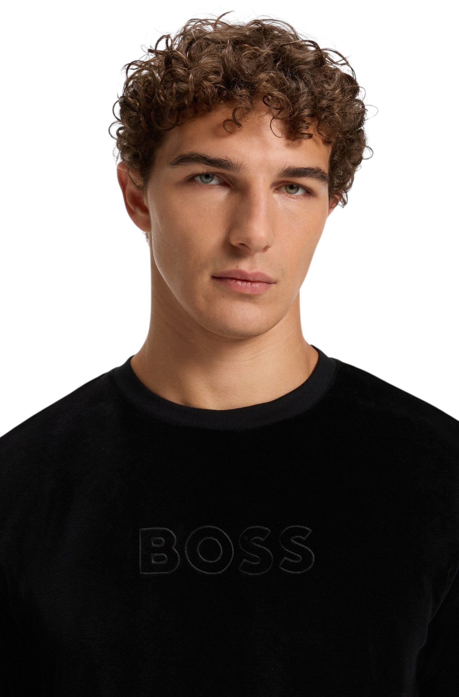 BOSS Velour Cotton-Blend Sweatshirt With Embroidered Logo