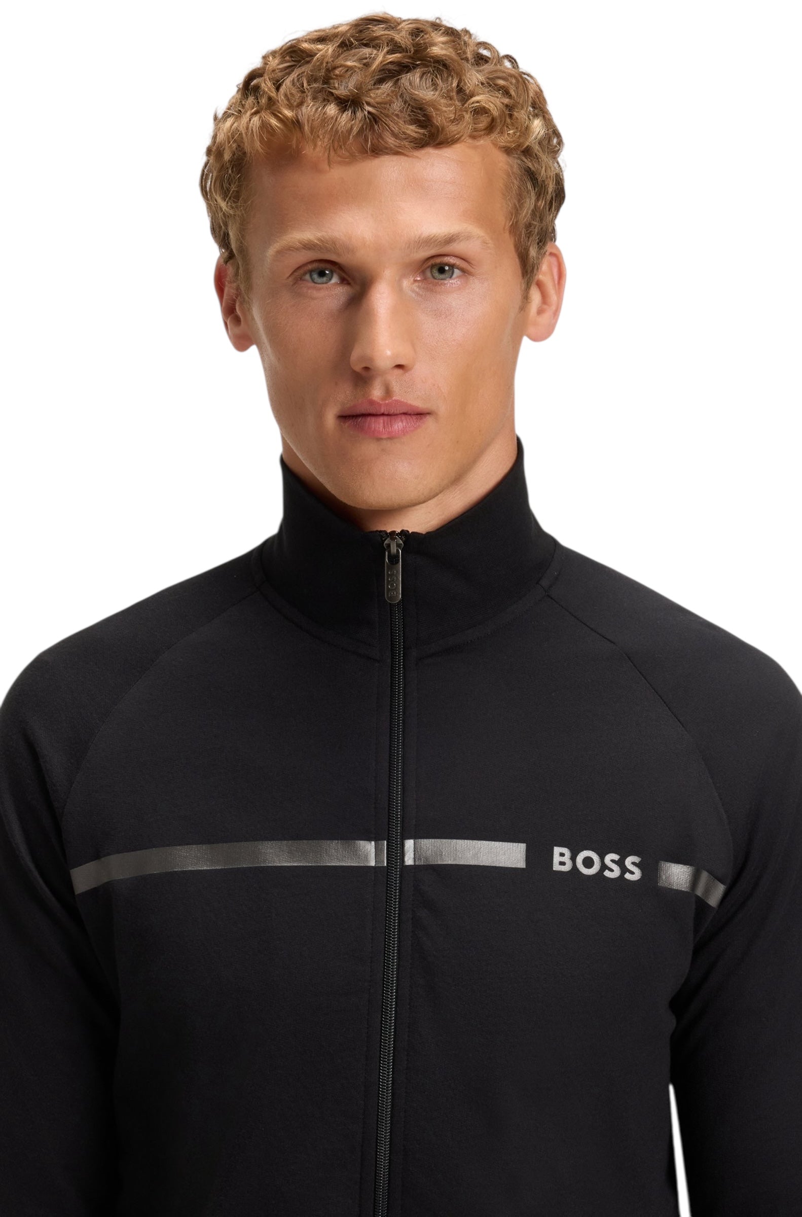 BOSS Authentic Z Cotton-Terry Jacket With Stripe And Logo