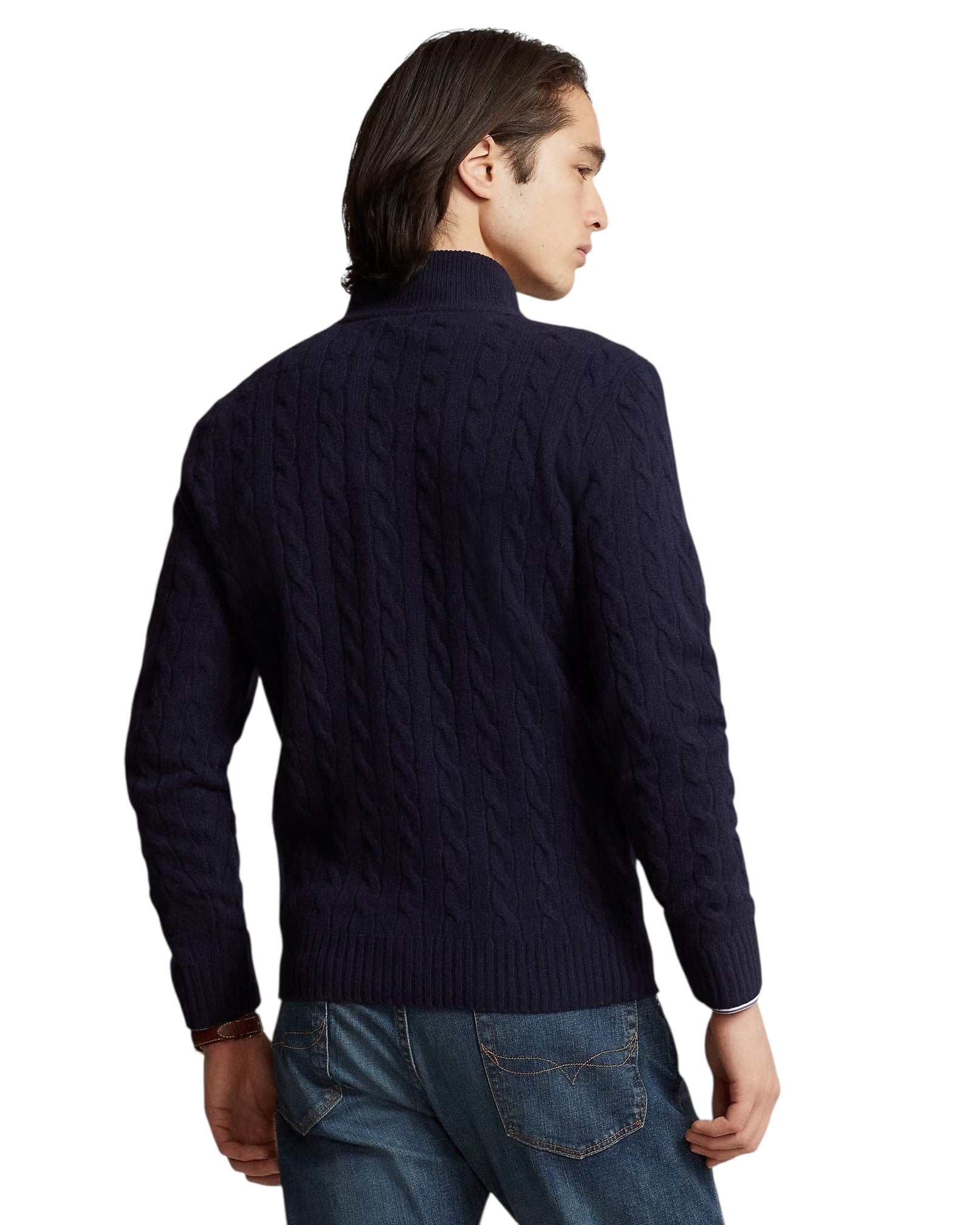 Polo Ralph Lauren Cable Knit Wool-Cashmere Quarter-Zip Jumper