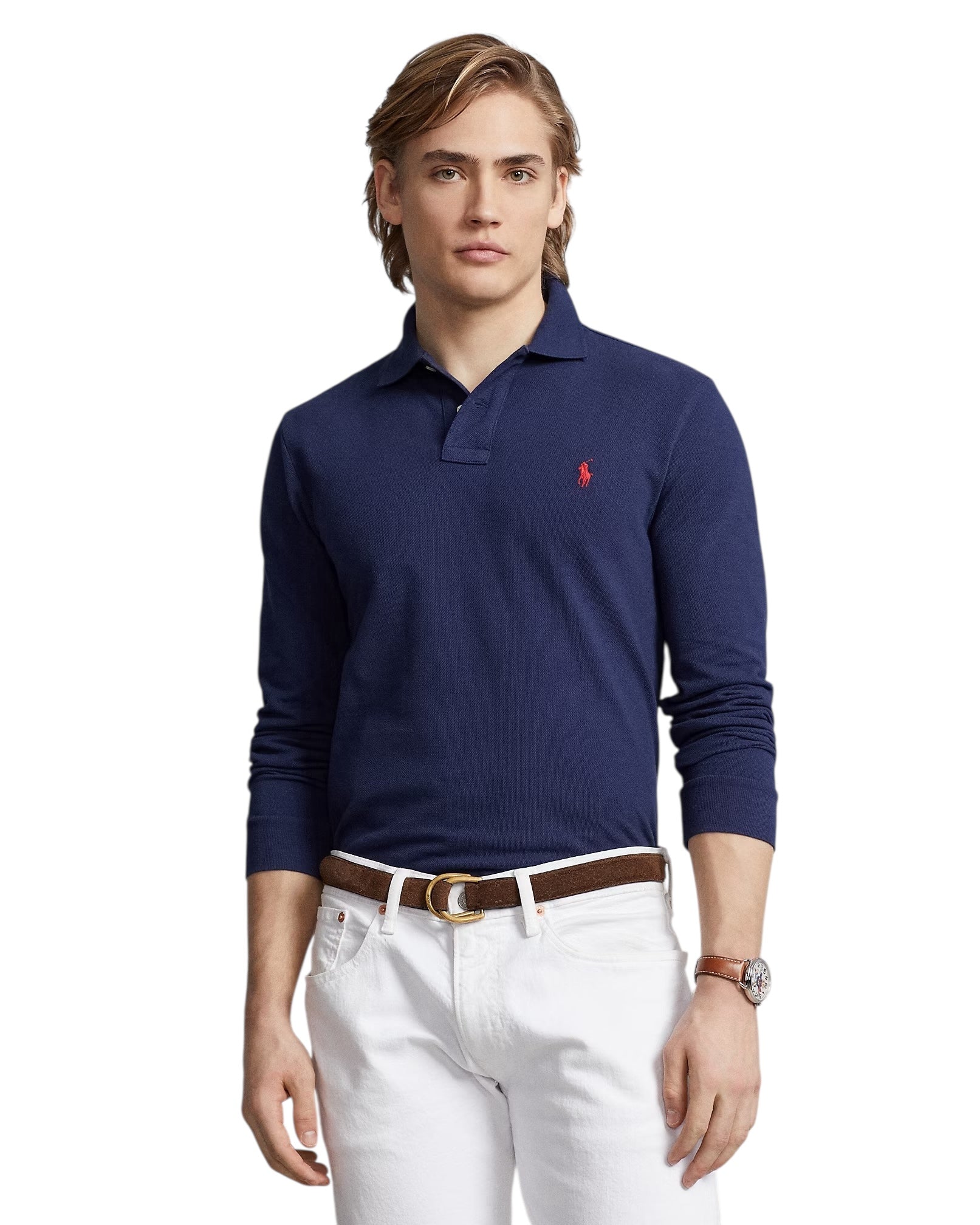 Polo Ralph Lauren Slim Fit Long Sleeve Mesh Polo Shirt