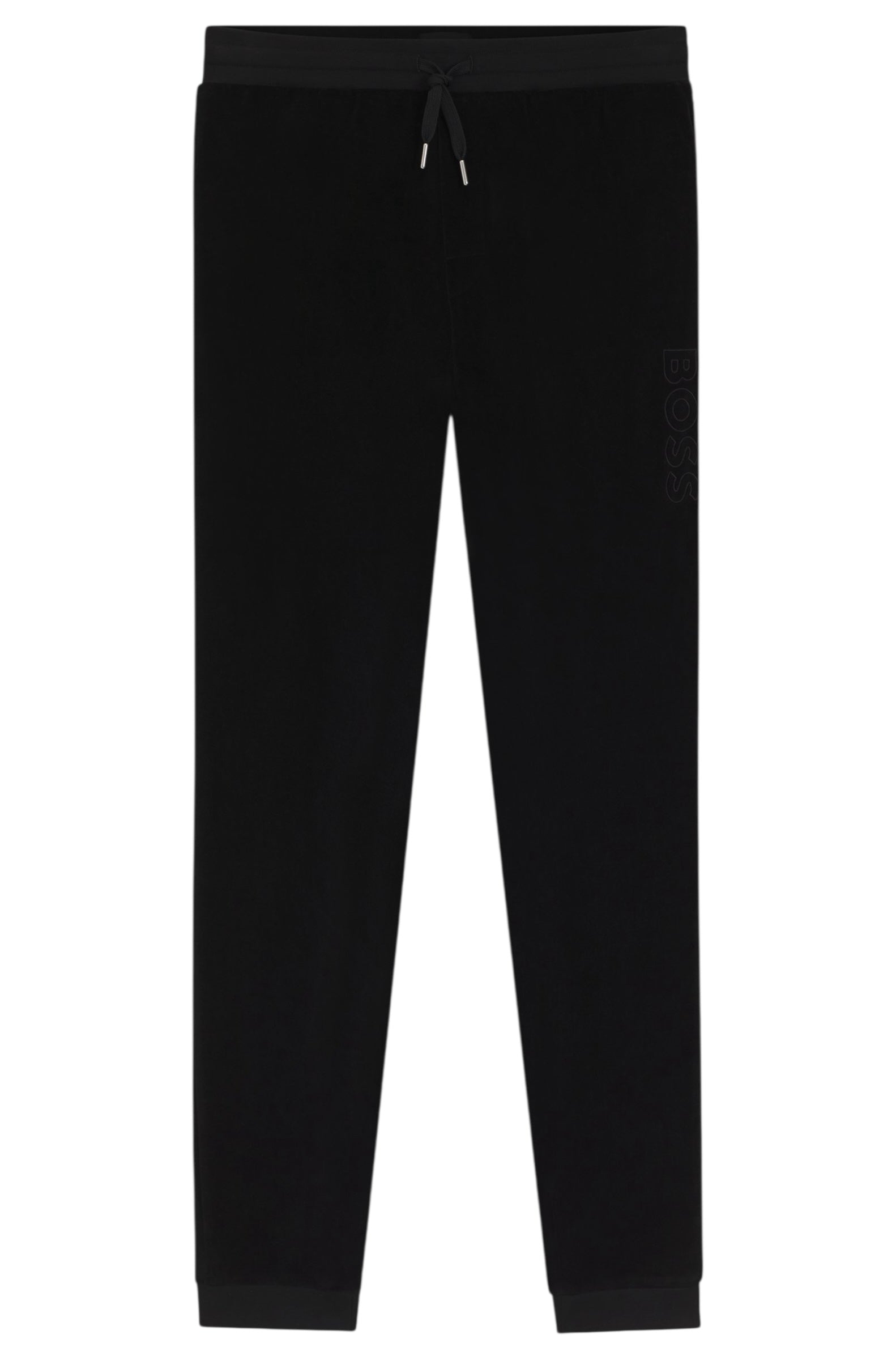 BOSS Velour Cotton-Blend Tracksuit Bottoms With Embroidered Logo