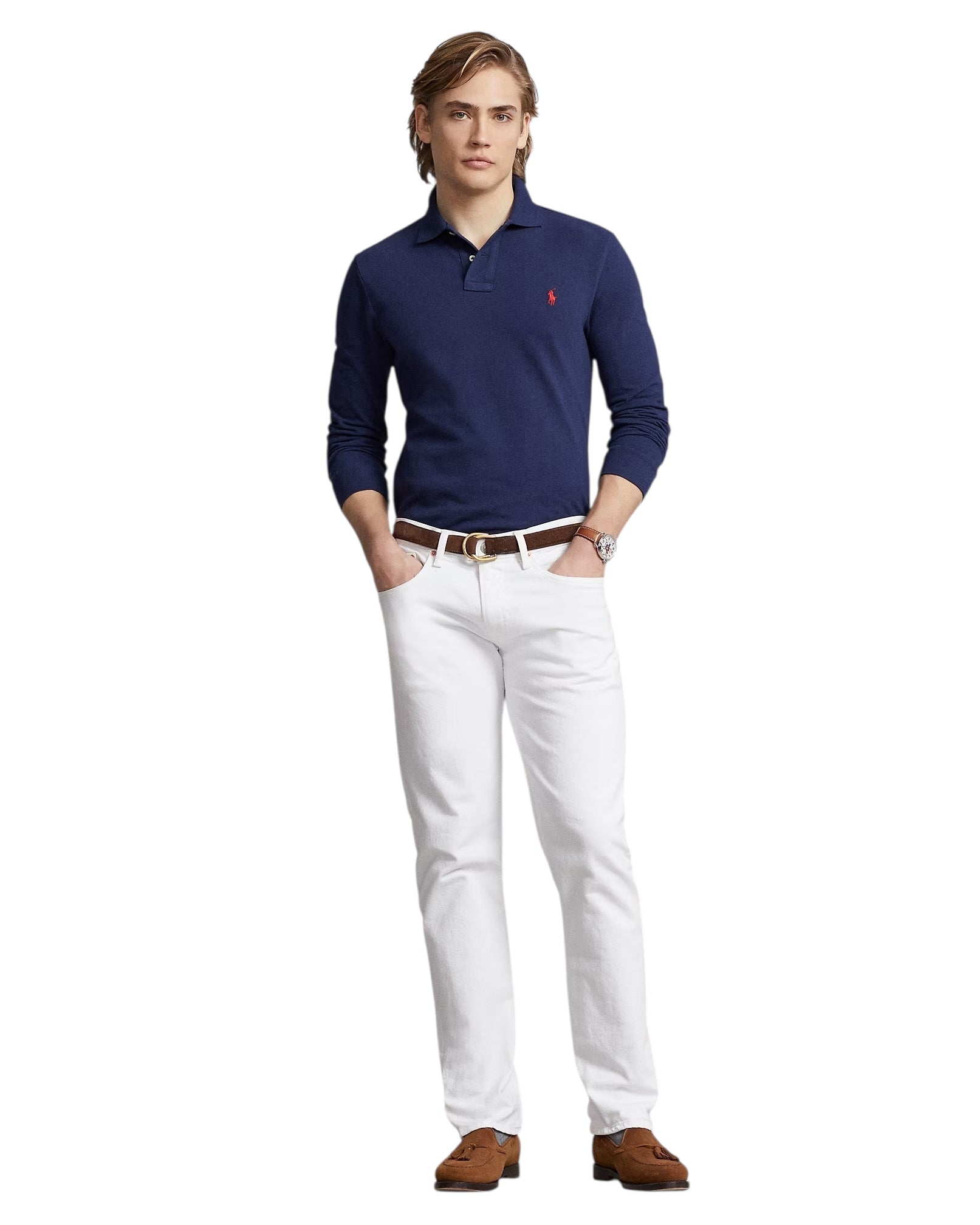 Polo Ralph Lauren Slim Fit Long Sleeve Mesh Polo Shirt