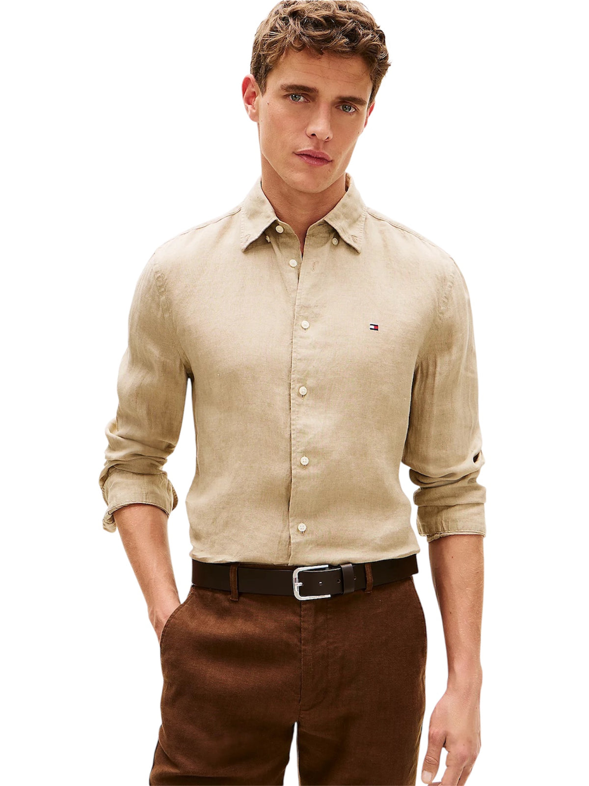 Tommy Hilfiger Regular Fit Washed Pure Linen Shirt