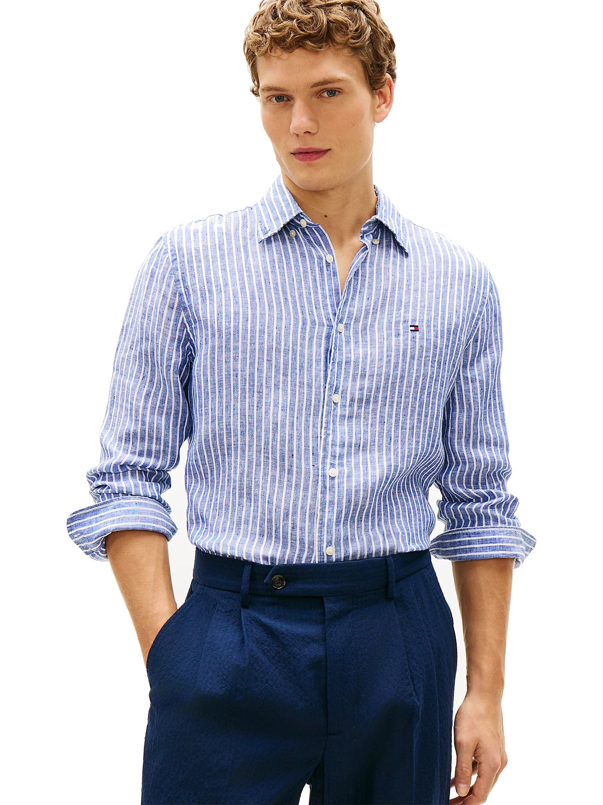 Tommy Hilfiger Regular Fit Bengal Stripe Pure Linen Shirt