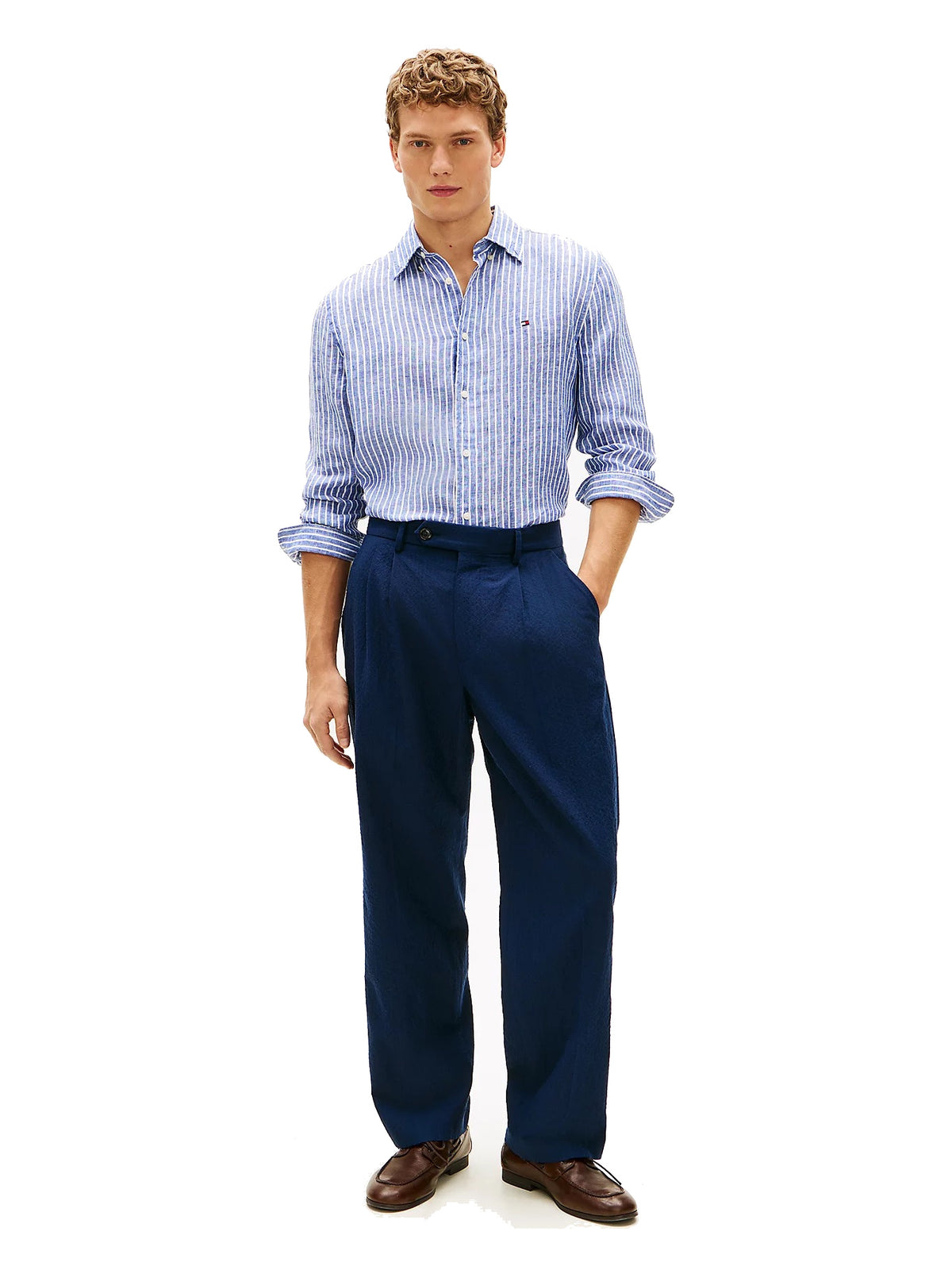 Tommy Hilfiger Regular Fit Bengal Stripe Pure Linen Shirt